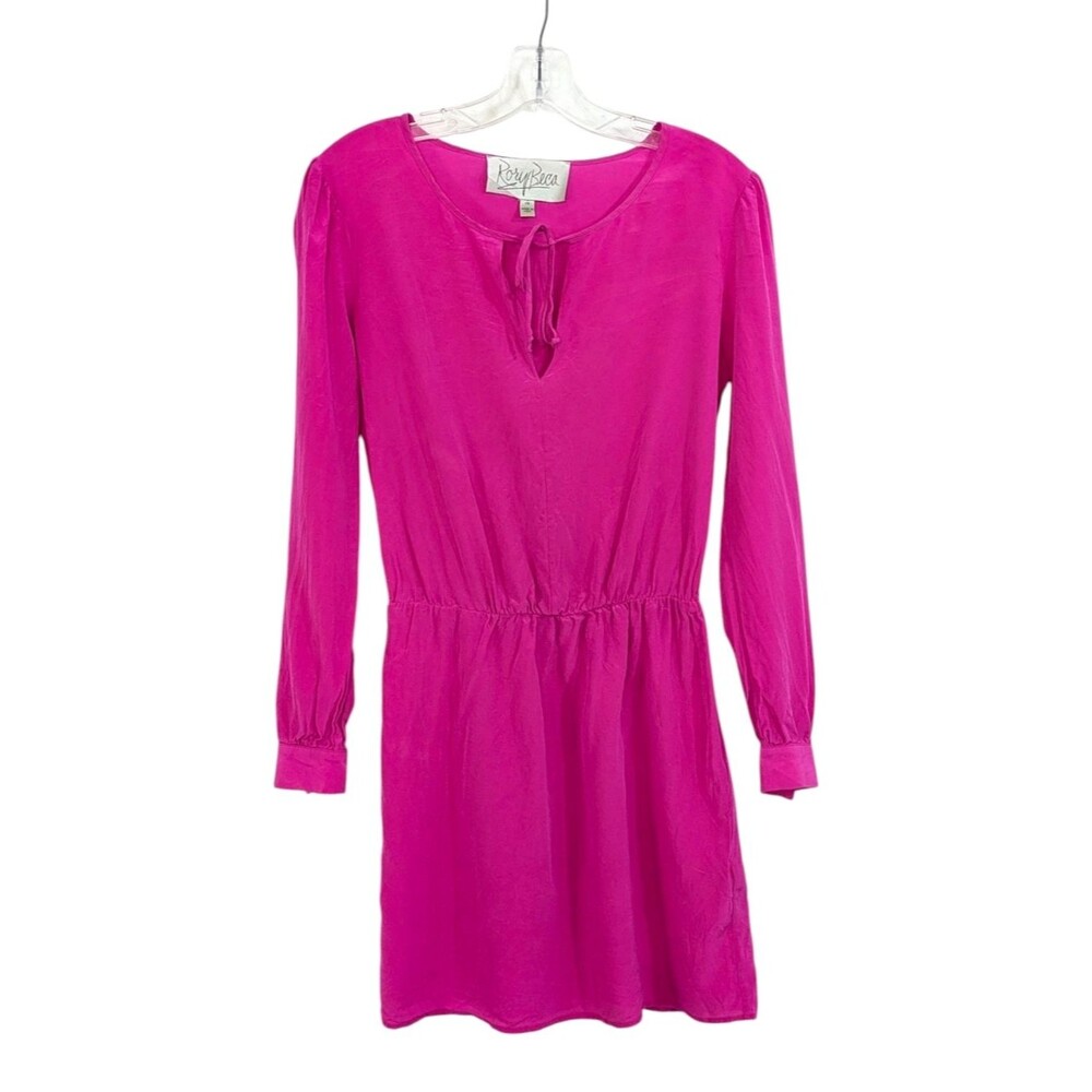 Rory Beca 100% Silk Bright Pink Long Sleeve Blouson Dress - Size XS Womens